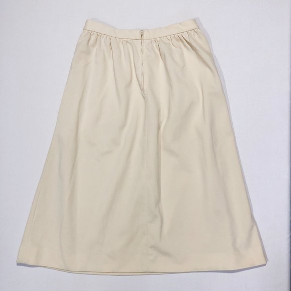 Vtg 70s Kay Windsor 28W Pale Yellow High Waist Pockets Pleated A line Midi Skirt - Picture 6 of 6